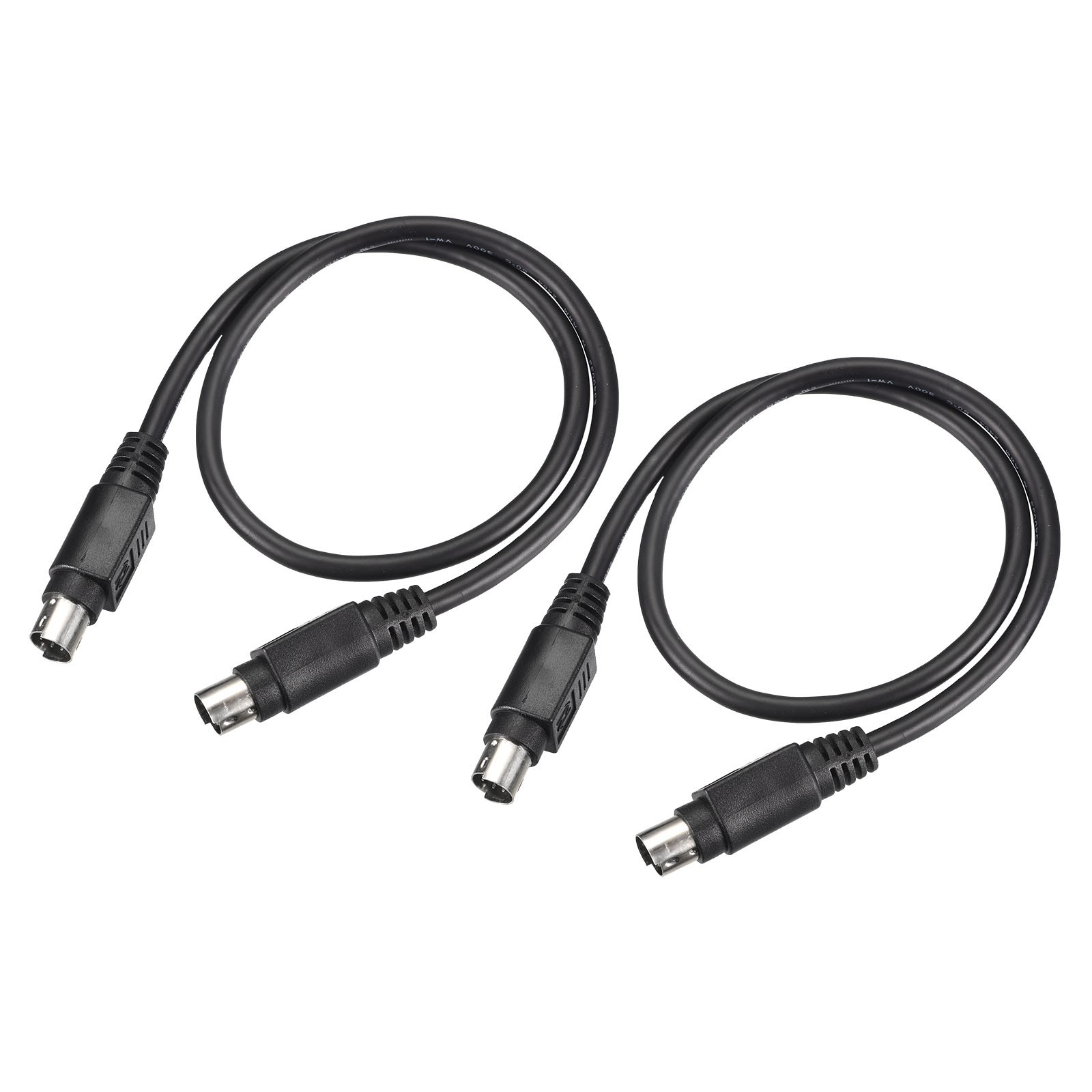 2Pack PS/2 Mouse and Keyboard Extension Cable 6P 1.64 Feet Male to Male Black