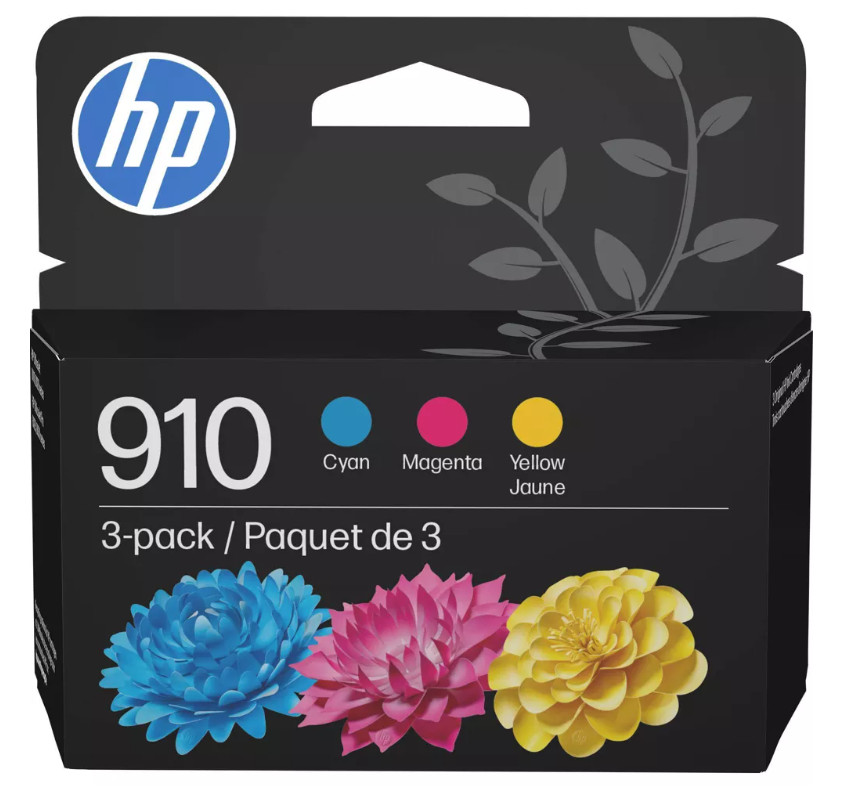 HP 910 Cyan/Magenta/Yellow Standard Yield Ink Cartridge, 3/Pack 3YN97AN