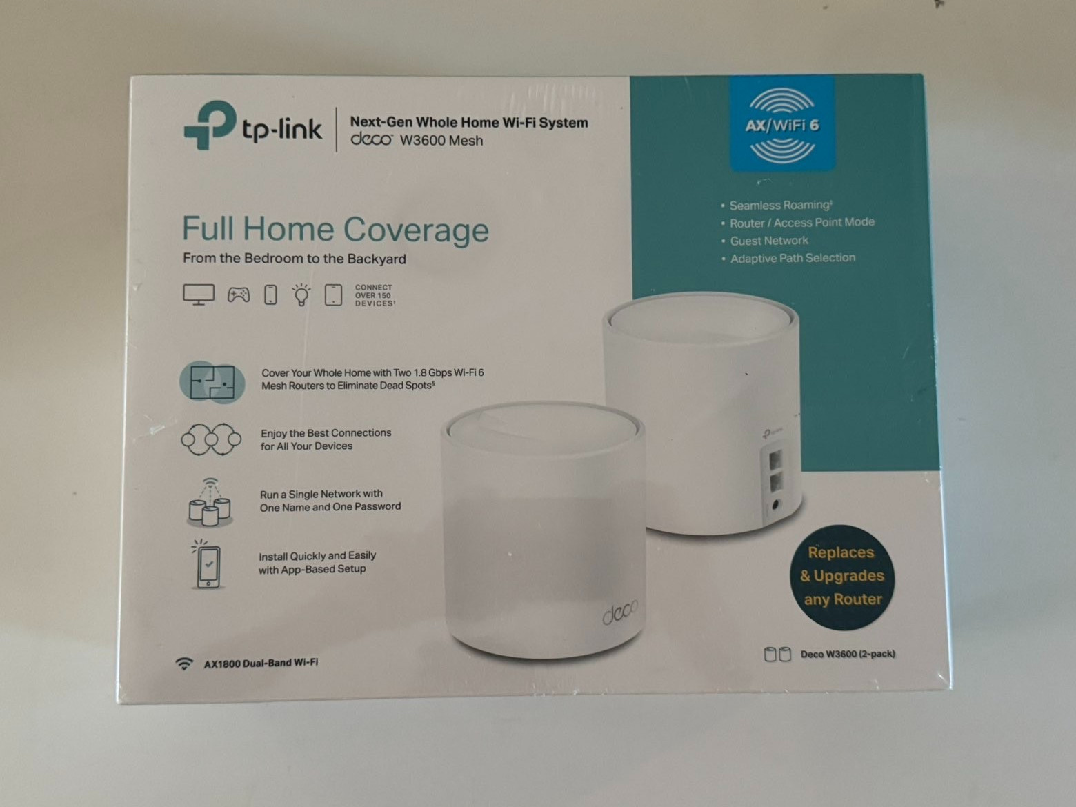 NEW TP-LINK Deco W3600 2 Pack Whole Home Mesh AX/Wi-Fi 6 System AX1800 Dual Band
