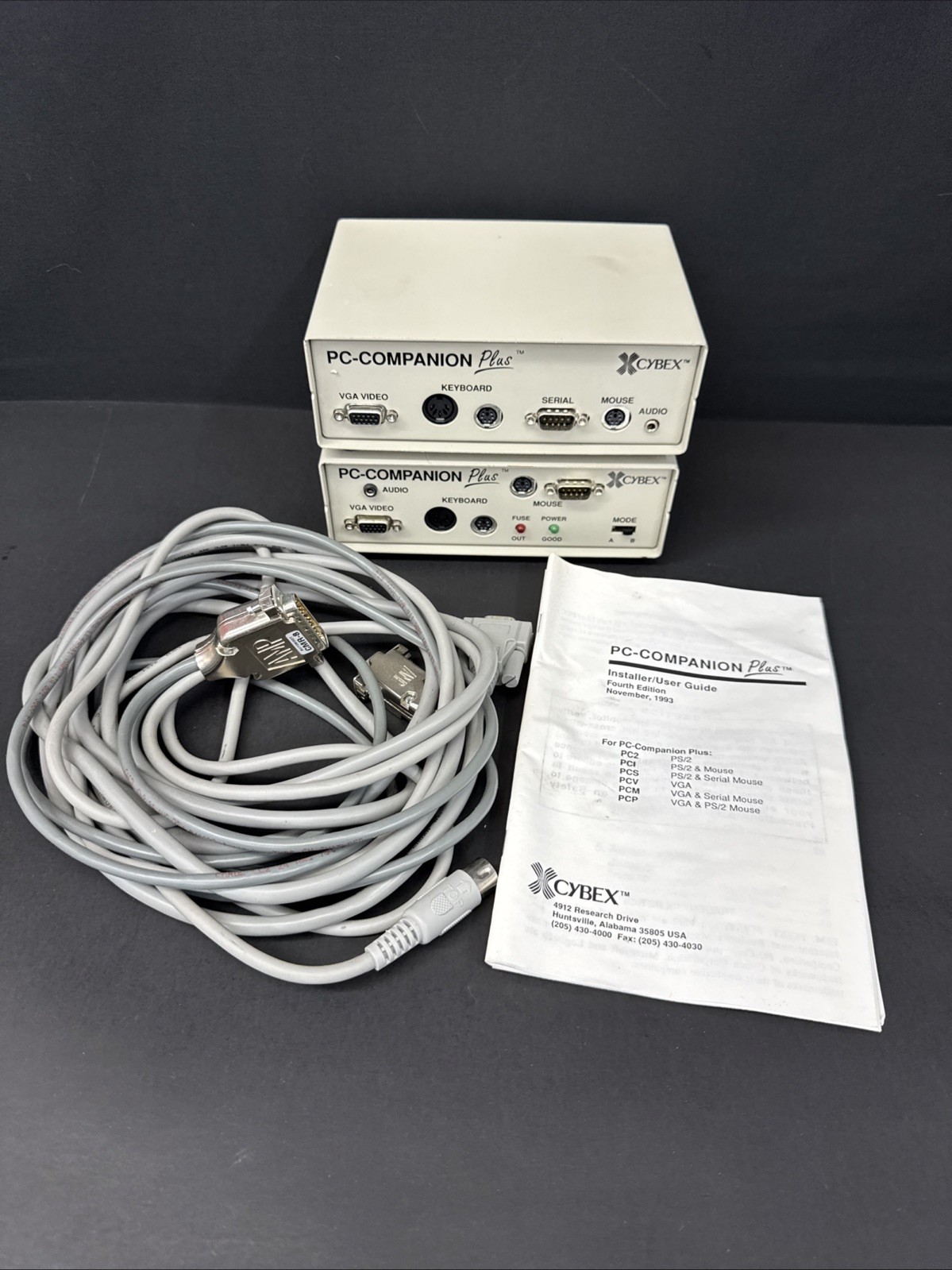 Vintage CYBEX PC-Companion Plus KVM Extender 2 Units Cables Manual Untested