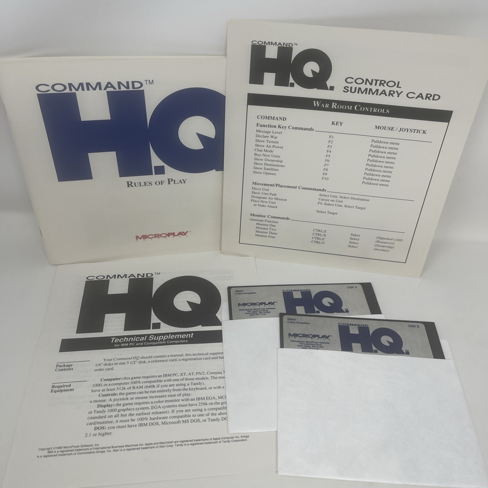 VTG IBM PC Game Command HQ Microplay floppy disc 5.25 Excellent Nostalgic 1990