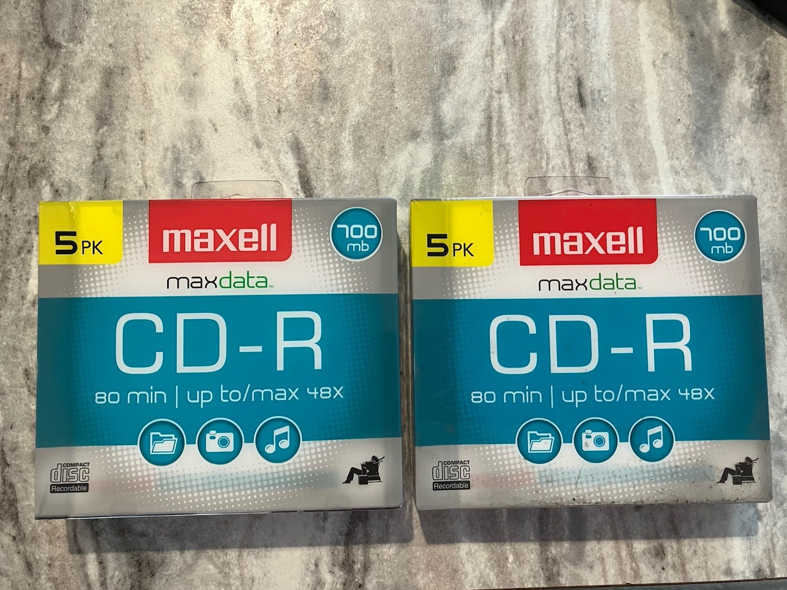 2 Pk Maxwell CD-R Blank Maxdata 80 Min each CDs, 48x max 700mb 5 Disc NEW SEALED