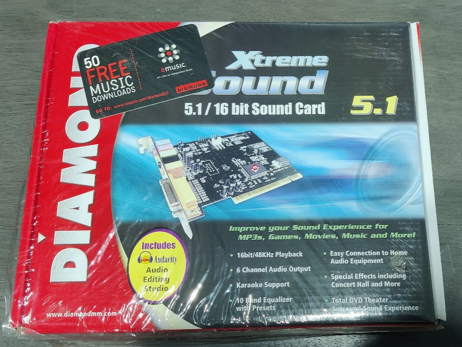 New Sealed Retro Vintage Diamond Xtreme Sound 5.1  - 16 Bit Sound Card