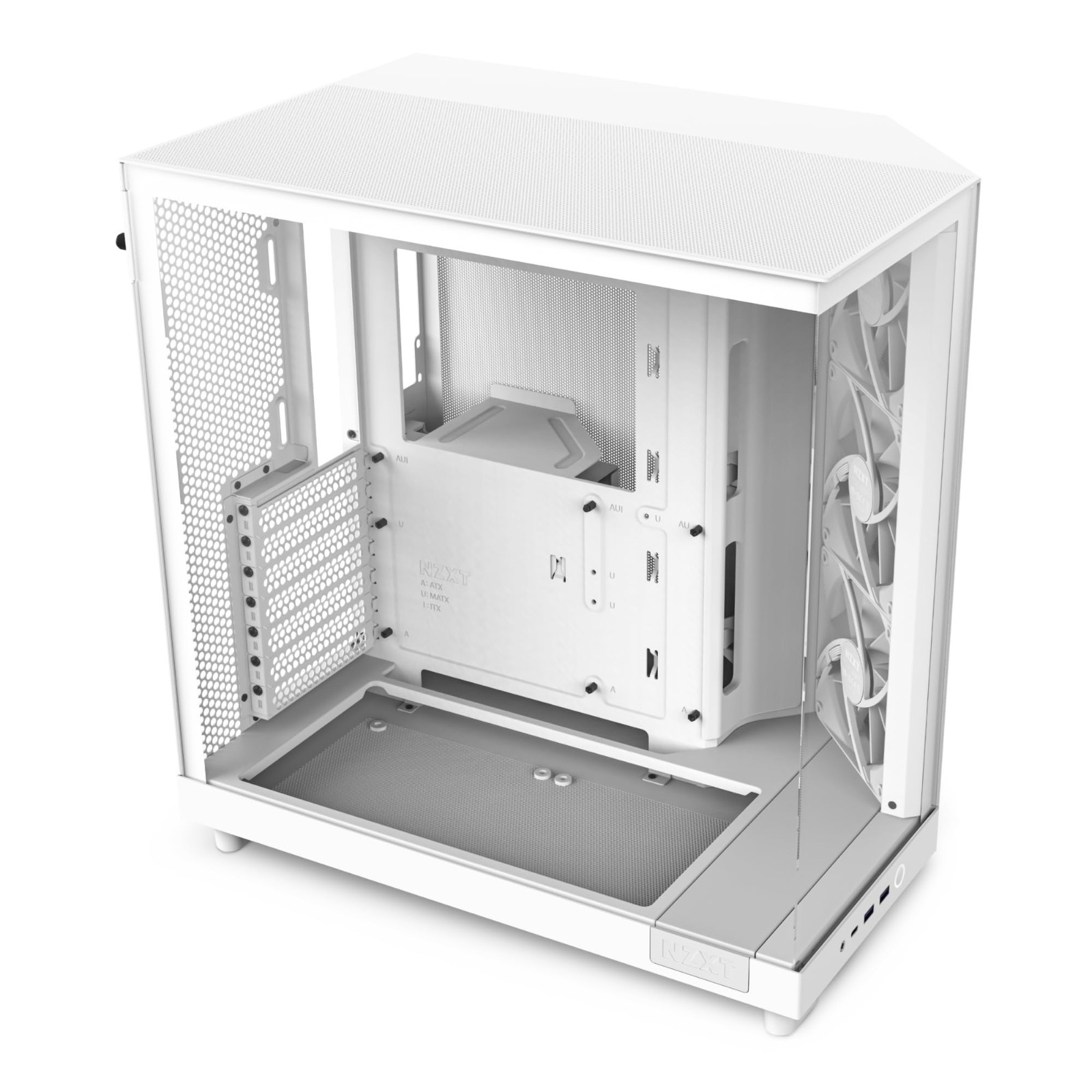 NZXT H6 Flow White ATX Mid-Tower PC Case Dual-Chamber Tempered Glass 3 Fans