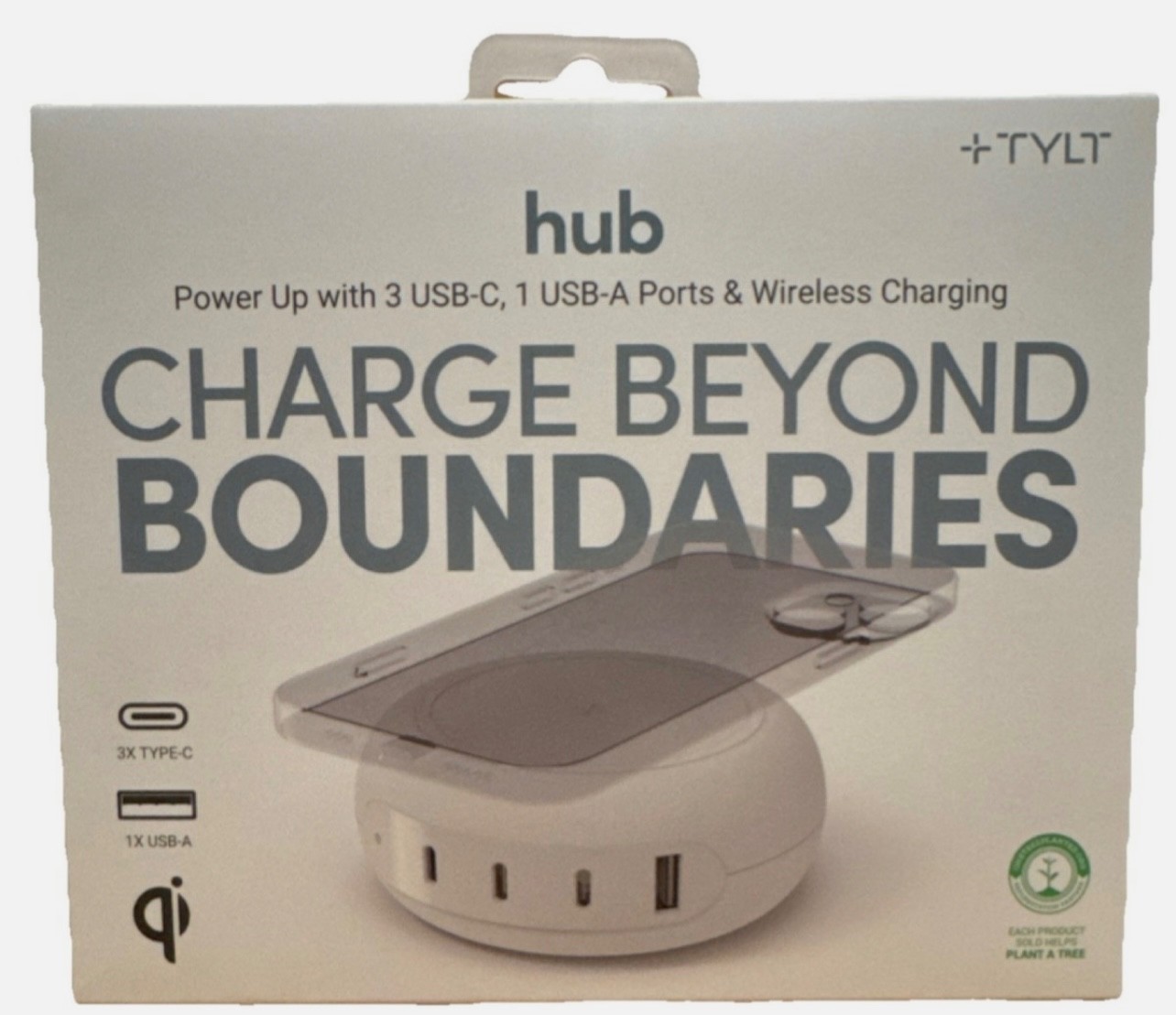 Tylt Multi Port 100W Power delivery Hub with Wireless charging (3USB-C + 1USB-A)