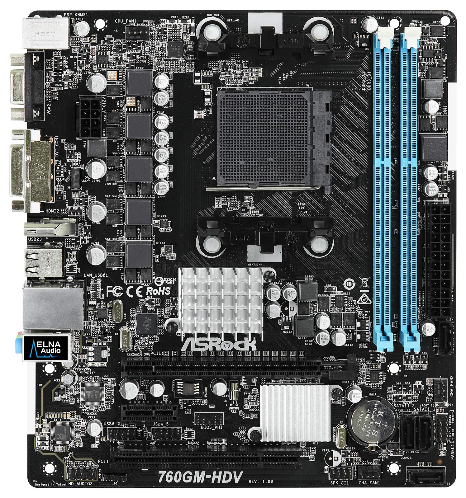 ASRock 760GM-HDV Socket AM3+/AM3/ AMD 760G/ DDR3/ SATA2&USB2.0/ A&V&GbE/ Micro