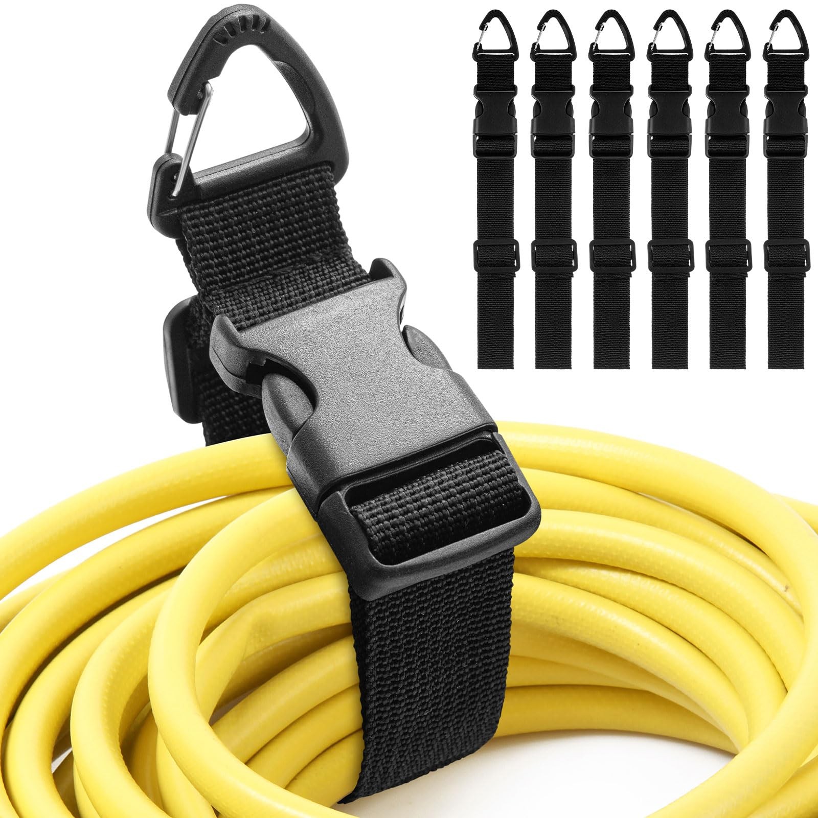 Extension Cord Organizer 6 Pack 17 Inch Heavy Duty Black Nylon Hose Hanger
