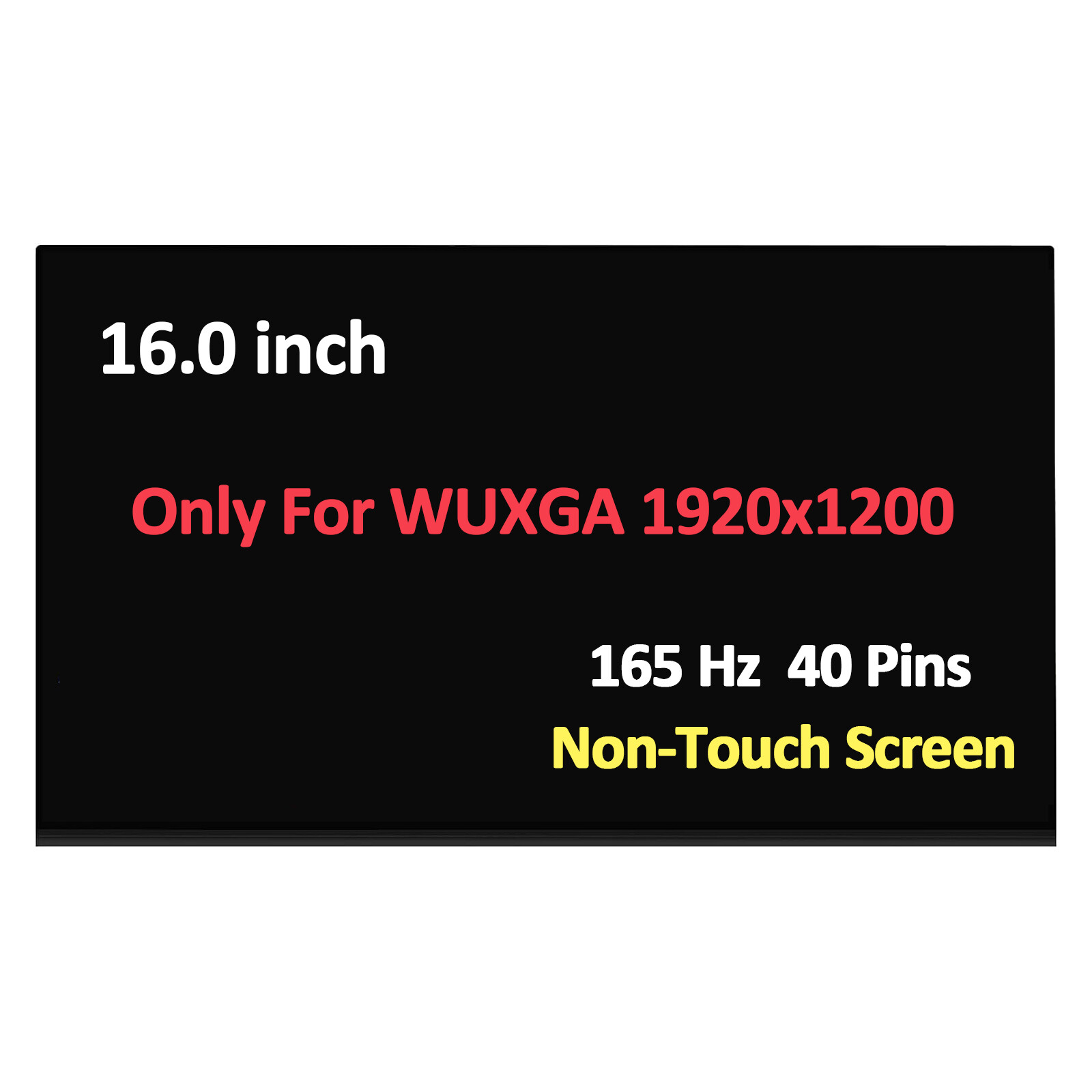 NV160WUM-NX3 Non-Touch LCD Screen Replacement Display 16" 1920x1200 165Hz 40 Pin