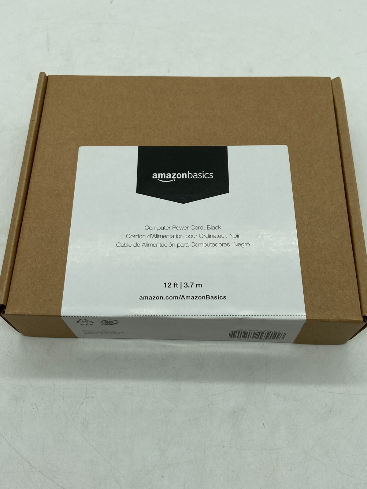 Lot of 2 Amazon Basics Computer Power Cord Black 12ft 