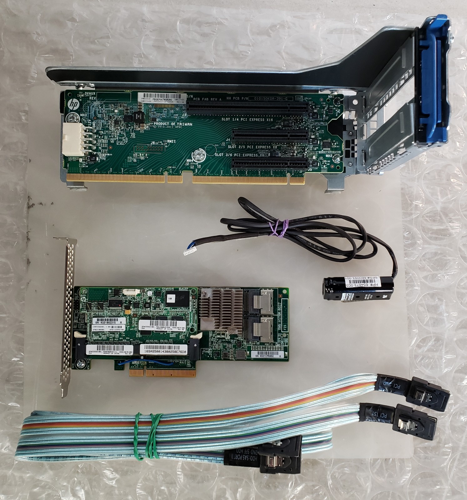 HP Bundle 633538-001 SAS Controller w/ Batt+Cables+1GB Cache + 622219-001 Riser 