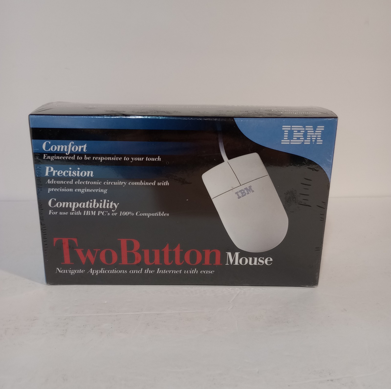NEW Vintage IBM Two Button Wired Computer Mouse White PS/2 Connector SEALED