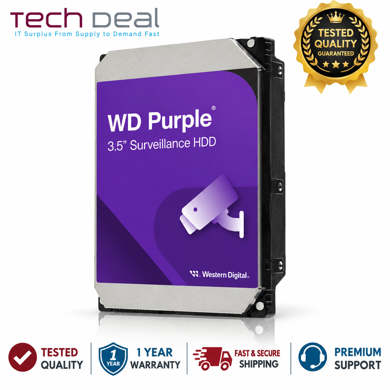 WD 2TB Purple Surveillance HDD SATA 6Gb/s 64MB Cache 3.5" WD23PURZ