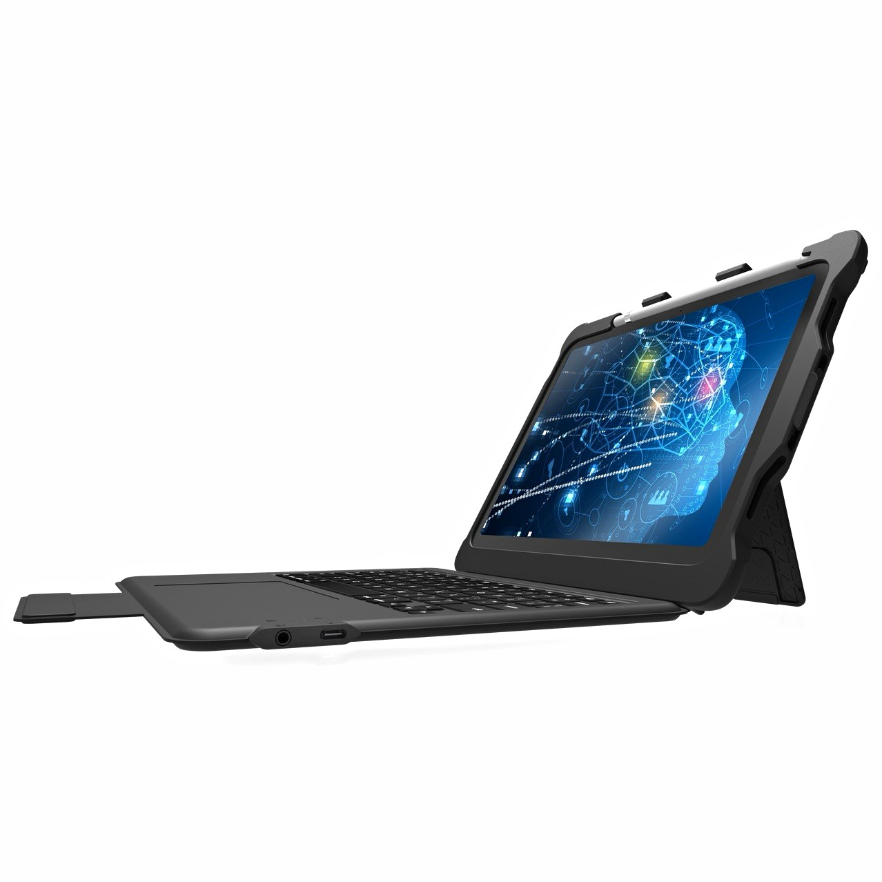 Black Keyboard Folio Case with Integrated Stand for iPad A16, iPad 10th, 11th