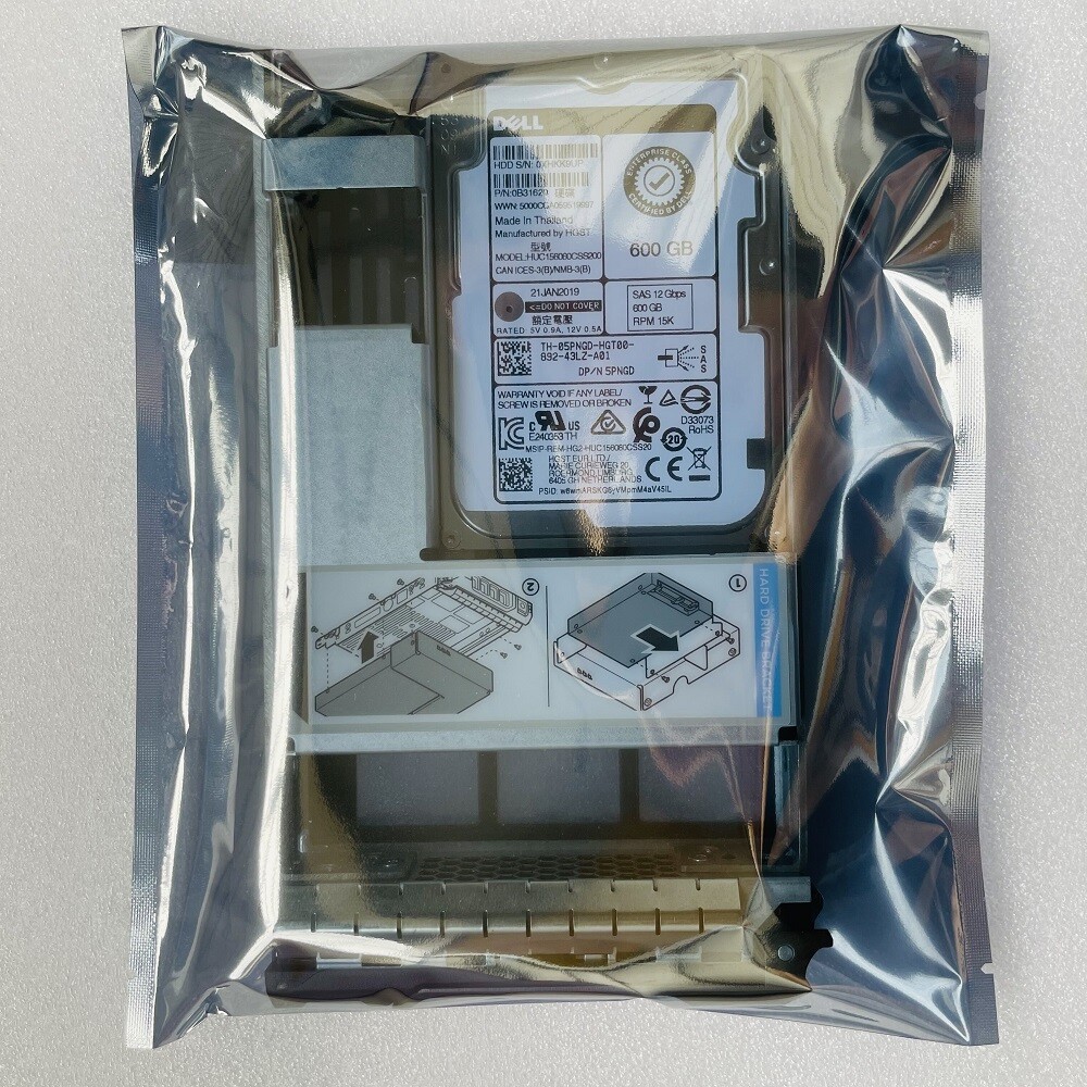 Compatible DELL 600GB 5PNGD15K SAS W/Tray 3.5" 12Gbs HDD FOR R510 R710 R720 R730