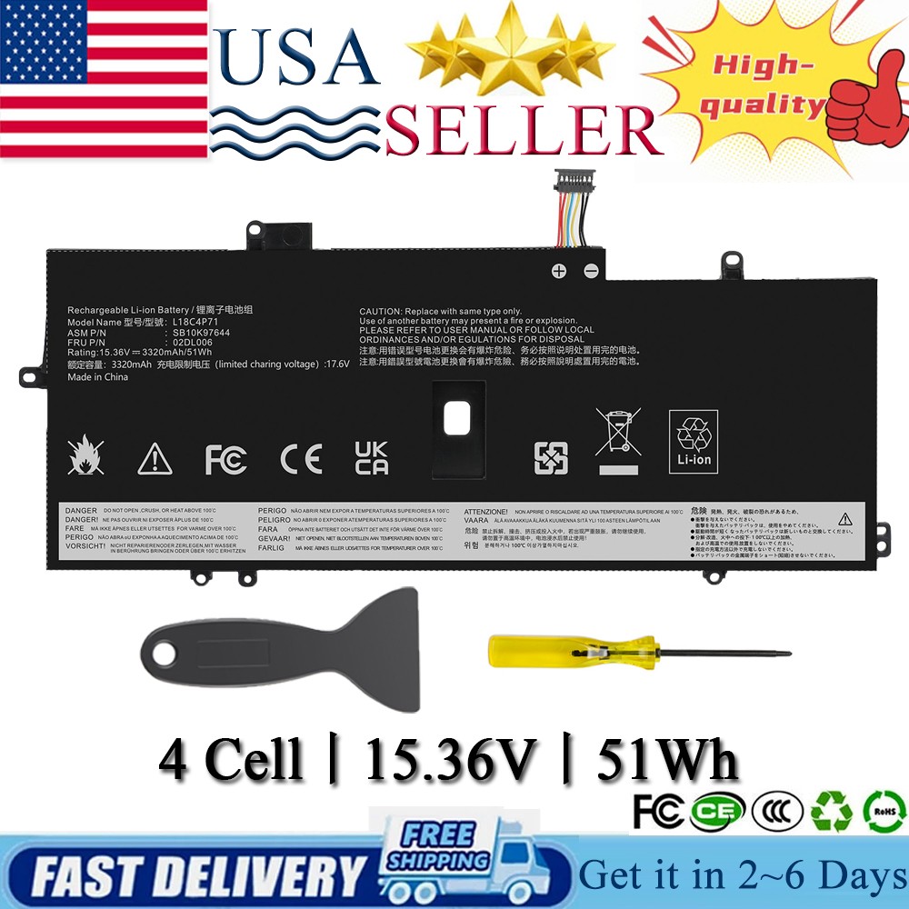 ✅LOT 10X L18C4P71 L18L4P71 Battery For Lenovo ThinkPad X1 Carbon 7th 8th Gen