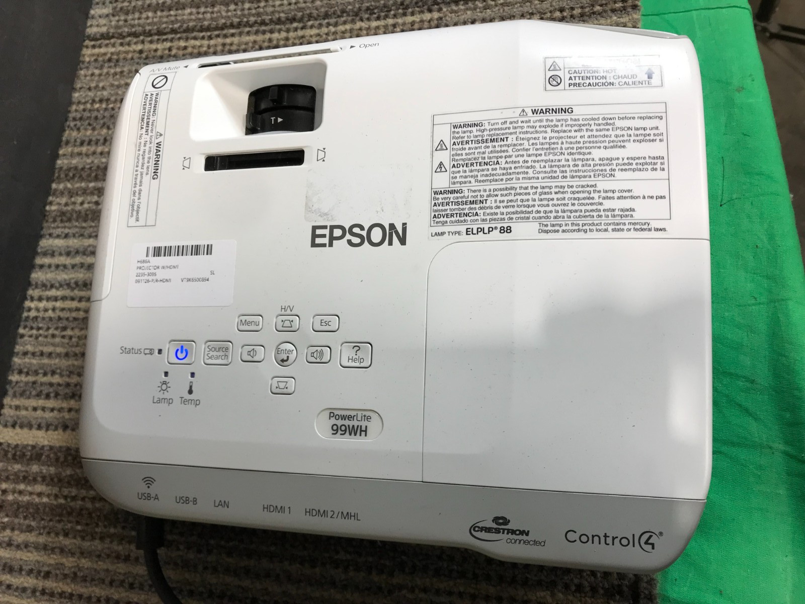 Epson PowerLite 99WH 3000 Lumens WXGA 3LCD Projector / NEEDS NEW LAMP