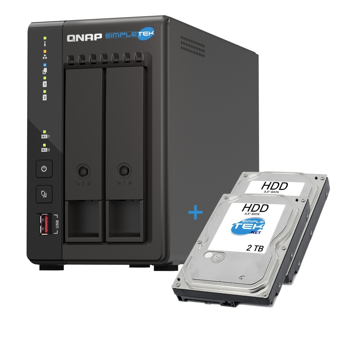 Qnap TS-253E 2-Bay NAS Server Storage 2x 2TB HDD 8GB DDR4 Quad-Core 2.0GHz