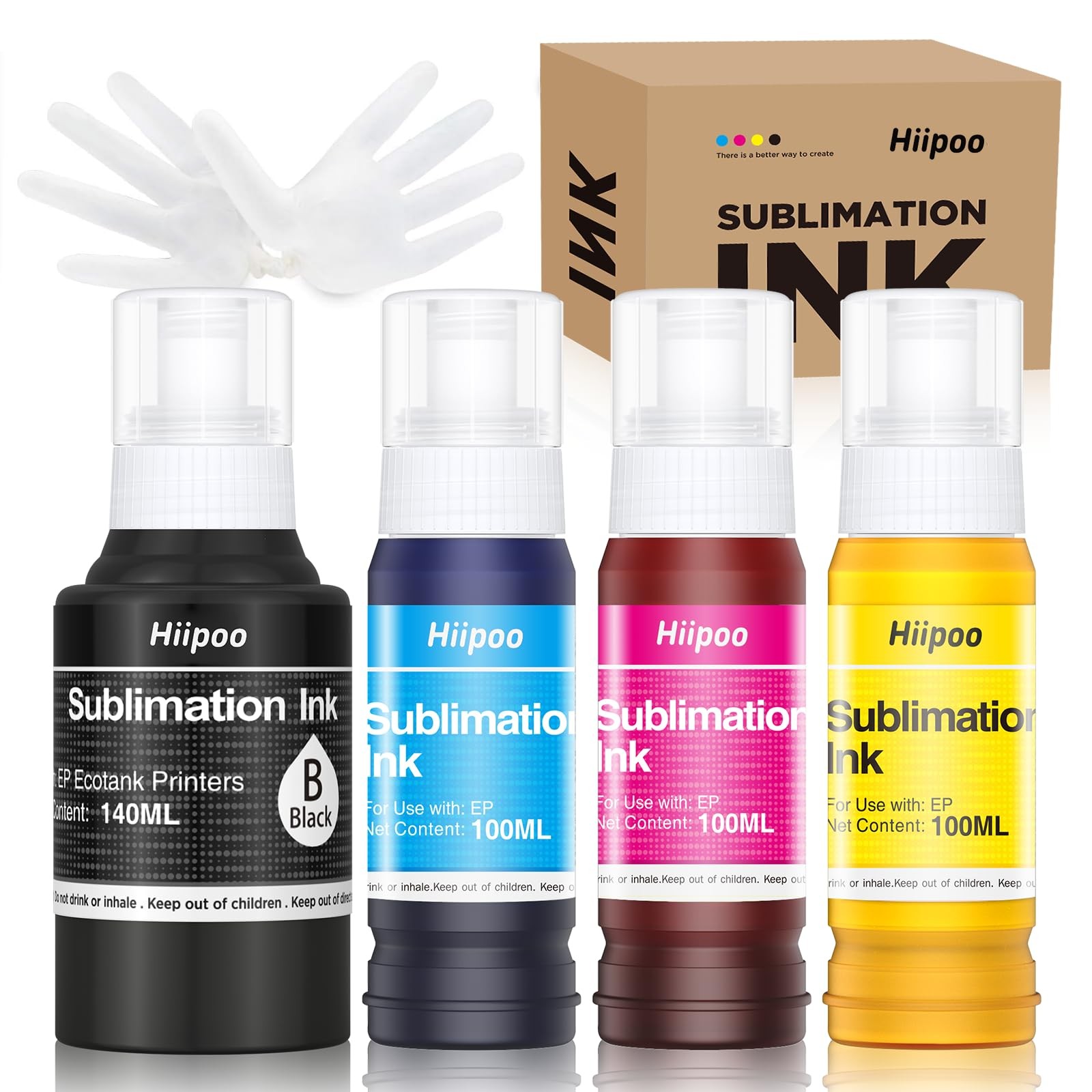 Hiipoo 440ML Sublimation Ink Refilled Bottles Compatible for ET2400 ET2720 ET...