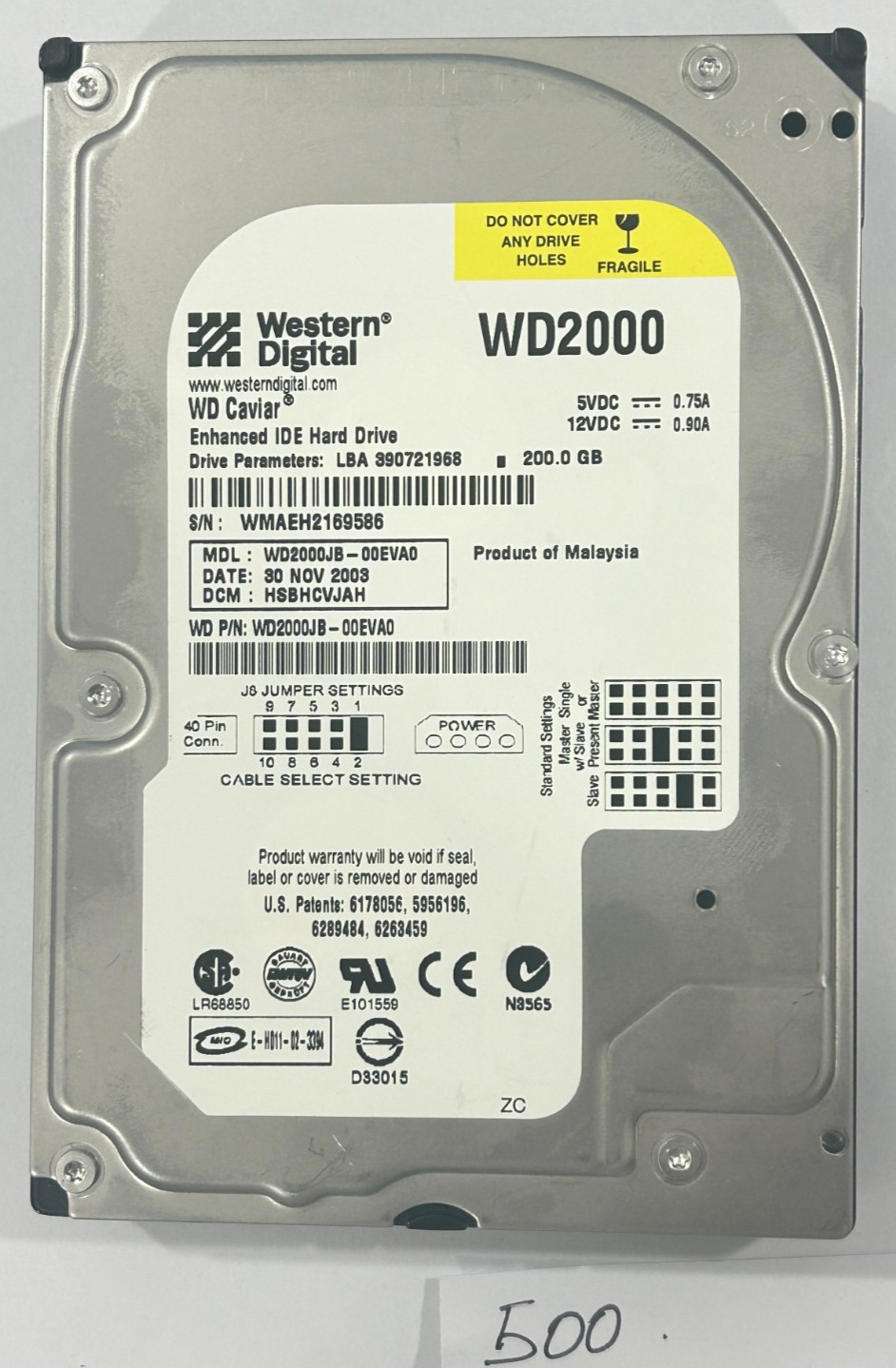 Tested Western Digital Caviar WD2000JB 200GB 3.5" IDE PATA ATA-100  8MB HDD