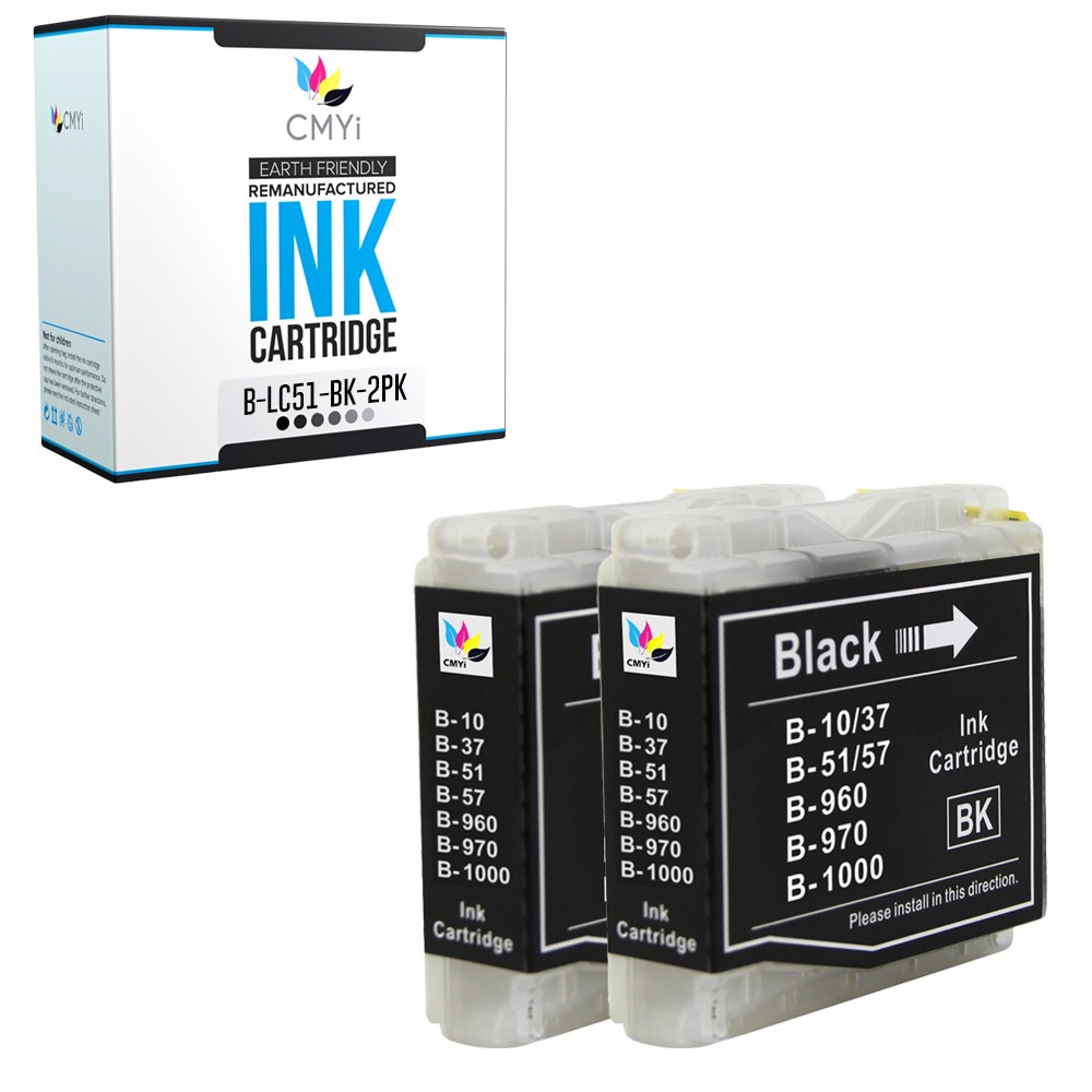 Compatible CMYi 2-Pack LC51BK Ink Cartridge fits Brother MFC-440CN, 465CN, 660CN