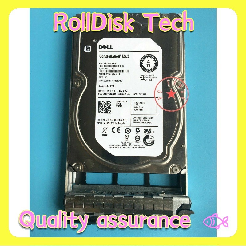 529FG 0529FG Dell 4TB 7.2K 6G 128MB Cache 3.5" SAS HDD Hard Drive ST4000NM0023