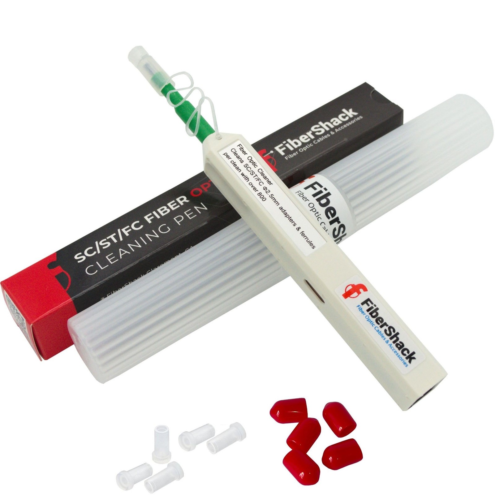 FiberShack 1.25mm SC Fiber Optic Cleaner Pen 800+ Cleans with Case & Dust Caps