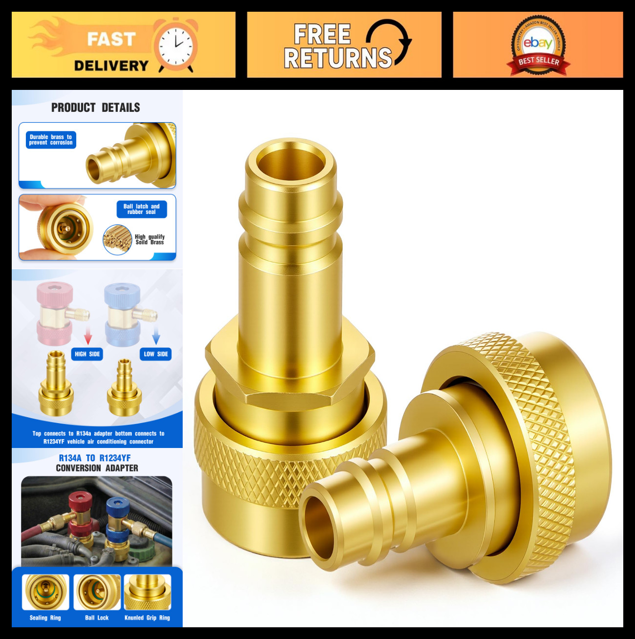 R1234yf Adapter Kit - R134a to R1234yf Conversion, Quick Couplers for A/C Rechar