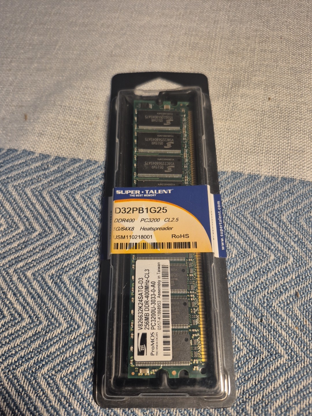 Promos Technology 256Mb Ddr 400Mhz Cl3 184 Pin Dimm V826632K24SATG-D3 PC3200U