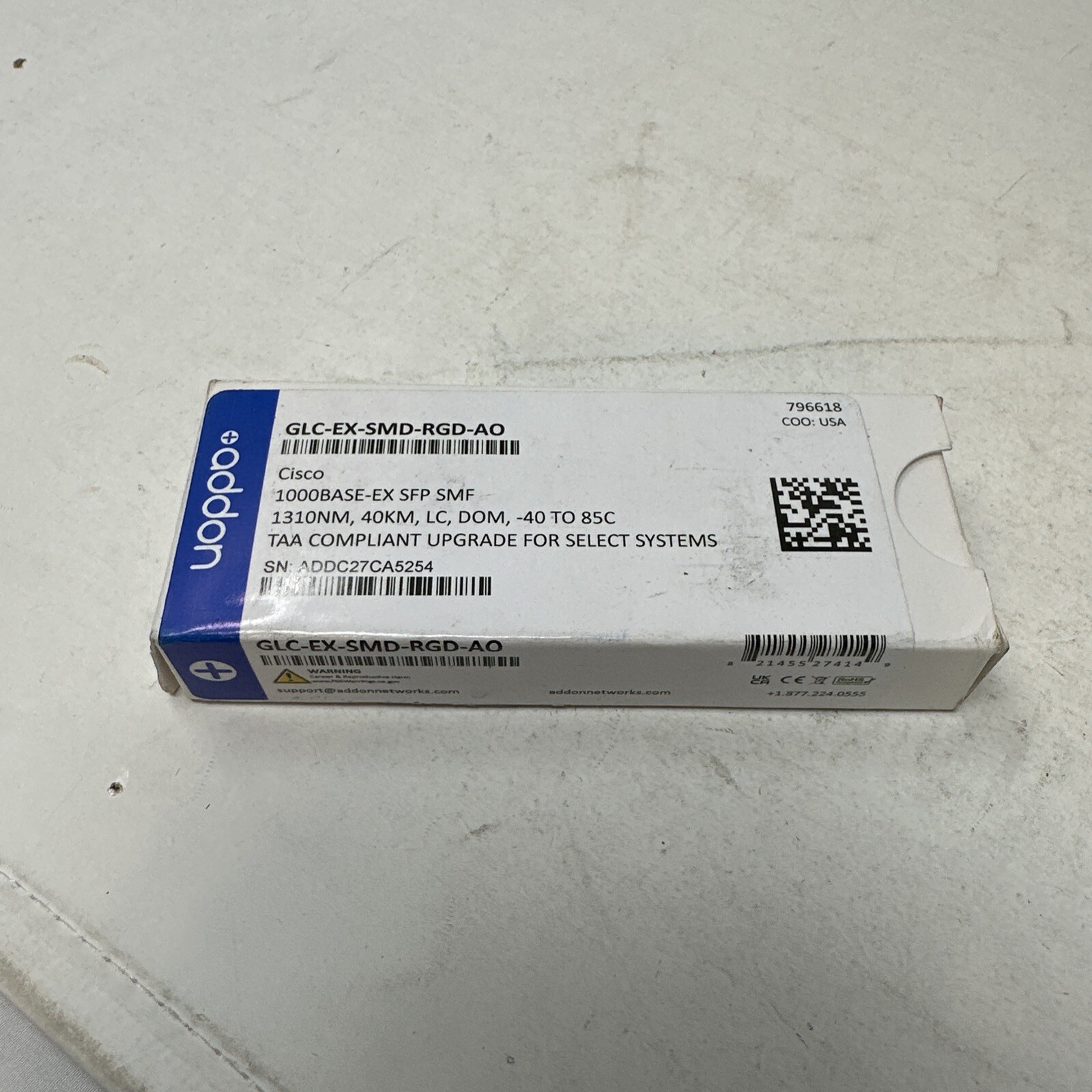 Addon GLC-EX-SMD-RGD-AO, 1000BASE-EX SFP SMF, Cisco Compatible