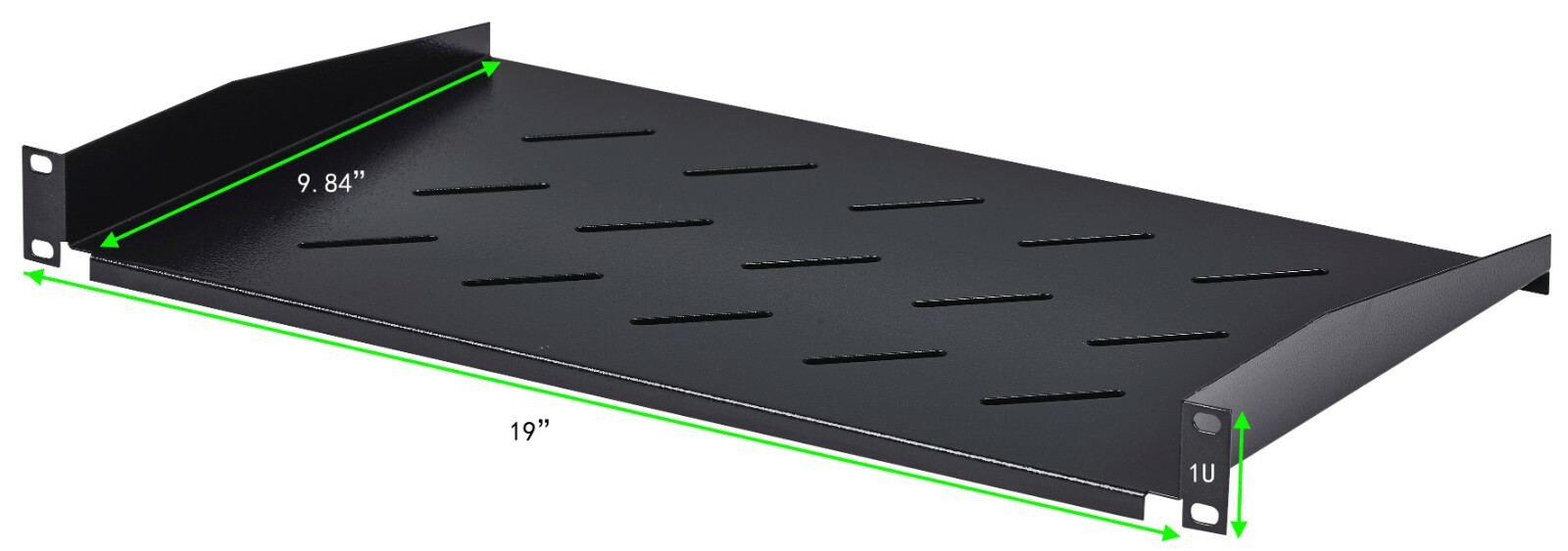 2 pack - Cantilever Server Shelf Vented Rack Mount 19" 1U Black 10" (250mm) deep
