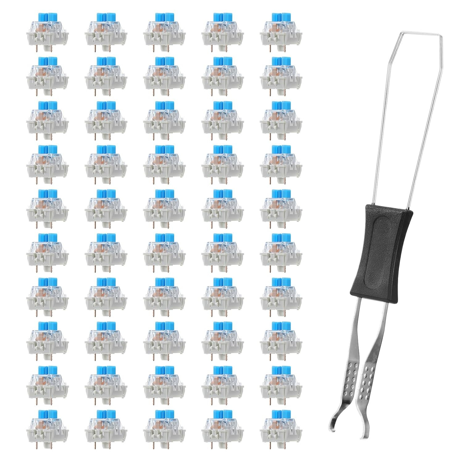 45 PCS Mechanical Keyboard Switches 3 Pin Blue Clicky Switches Dustproof Keyb...