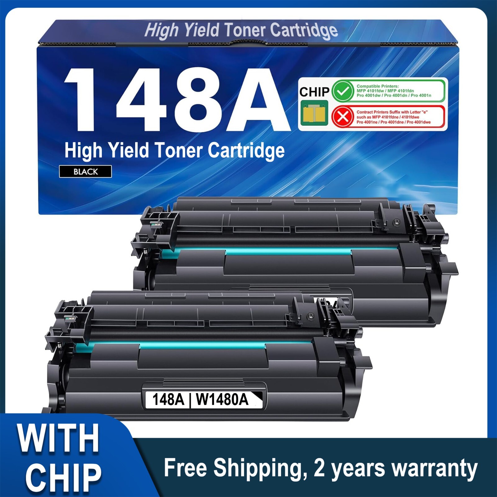 148A 2PK Toner Cartridge for Pro 4001dn 4001dw 4001n MFP 4101fdn 4101fdw W1480A