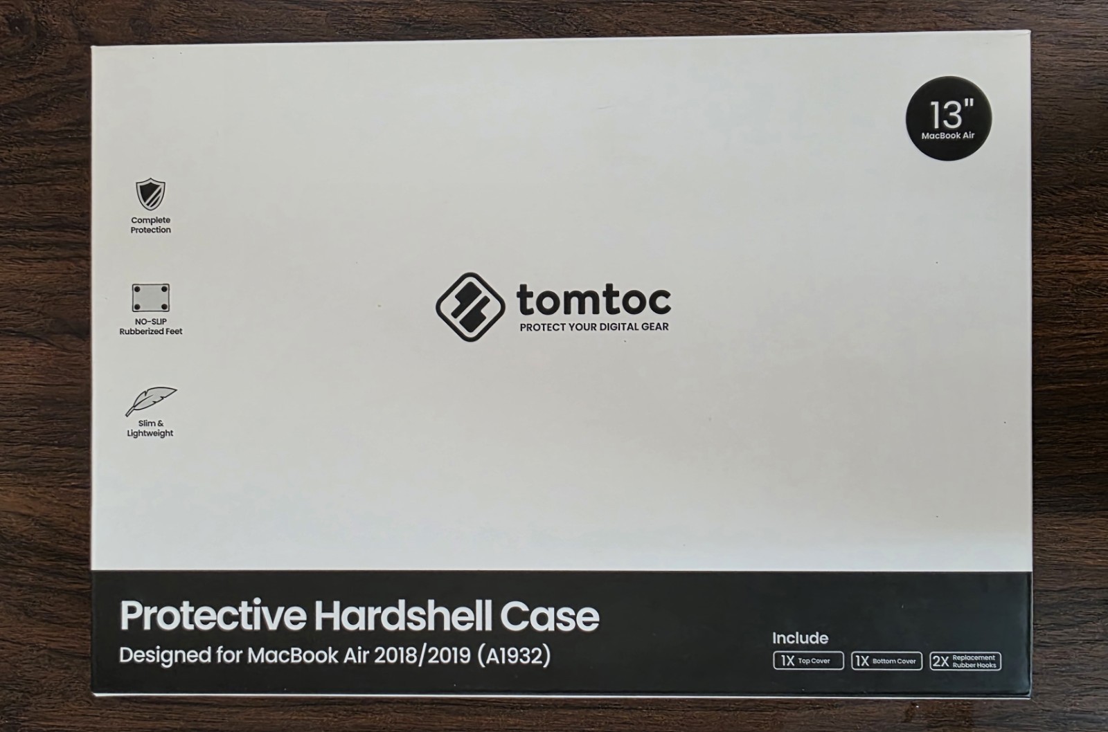 tomtoc Protective Hardshell Case for MacBook Air 13” A1932 2018 2019 Dark Gray