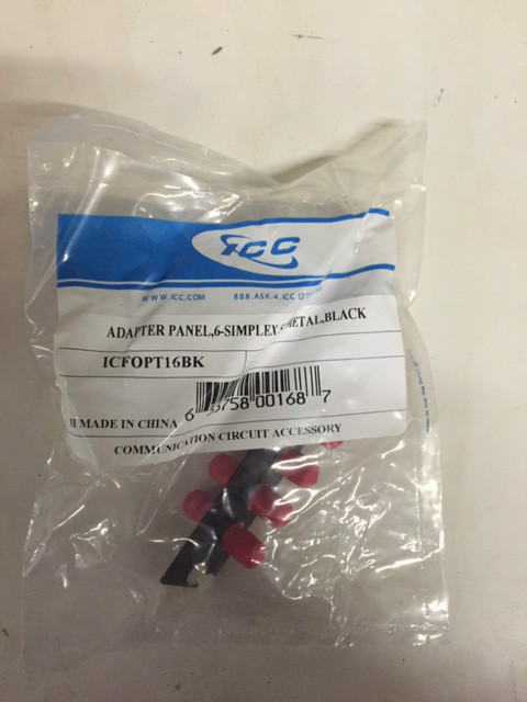 ICC Fiber Adapter Panel, 6 Simplex, Metal, Black ICFOPT16BK (NEW)