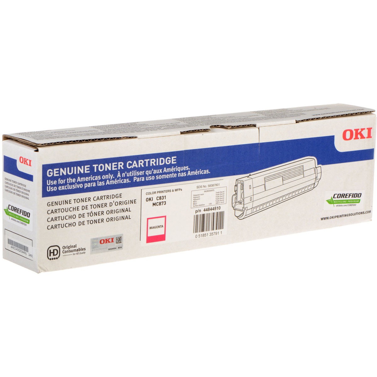 OKI Data Magenta Toner Cartridge for C831 Series Printers, 10000 Pages Yield