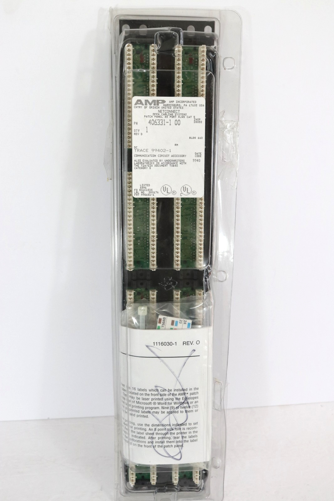 *NEW* AMP NetConnect 406331-1 48 Port RJ45 Cat5 Patch Panel