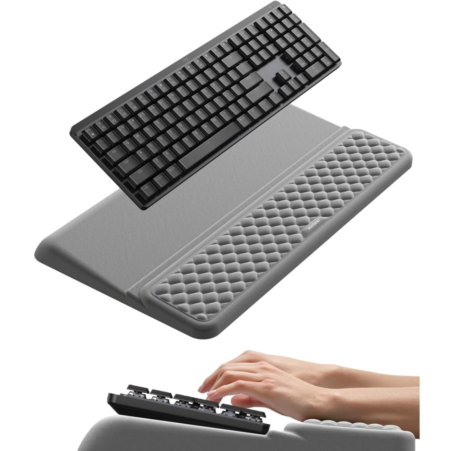 2-in-1 Ergonomic Keyboard Riser & Wrist Rest - Pain Relief Cushion for Comfort