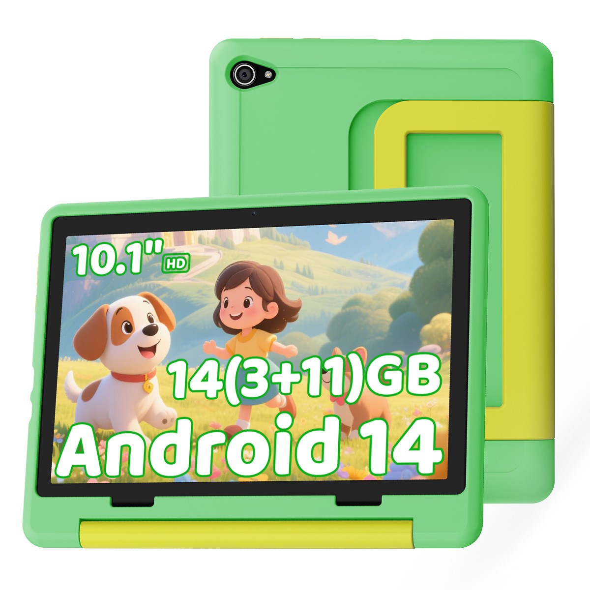 2025 Kids Tablet 10 inch Android 13 Tablets 8+64GB with Shockproof Blue ＆ Pink