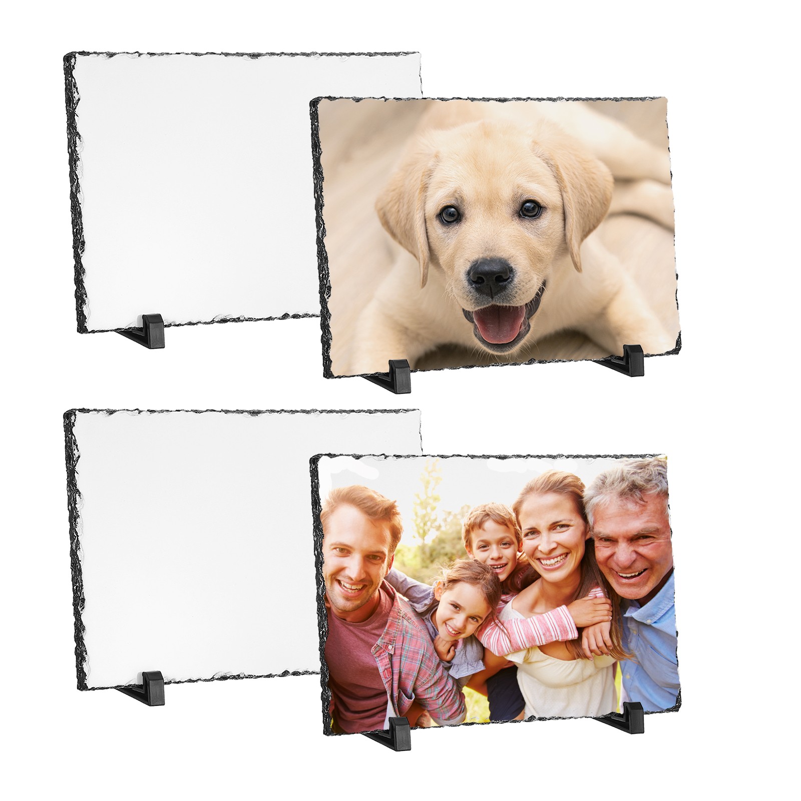 4pcs Sublimation Slate Blanks Rectangular Stone Photo Frame Heat Press Plaque
