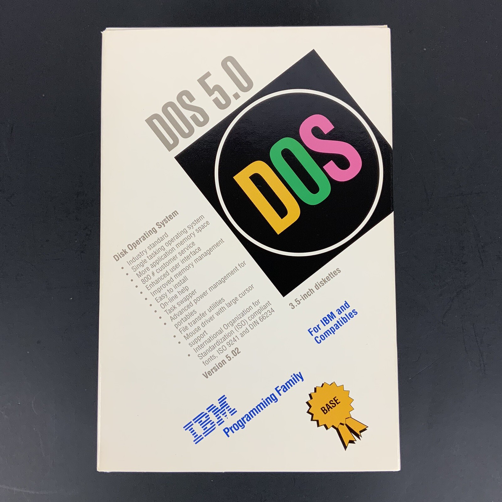 Microsoft MS DOS 5.0 IBM 3.5 inch Diskettes IBM and Compatibles 1992 Open Box