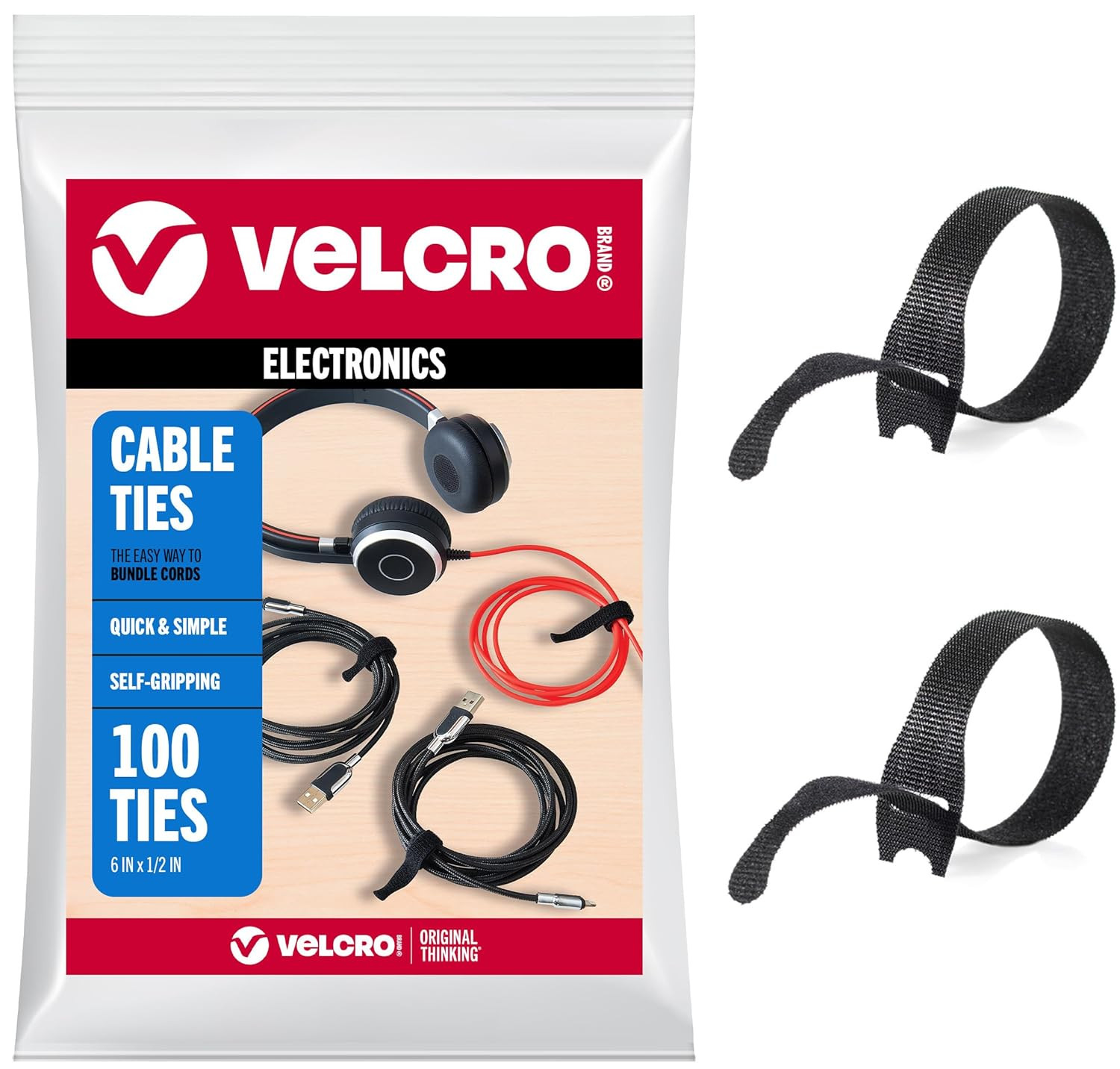Reusable Cable Ties, 100 Pack 6 Inch, Cord & Cable Management Straps for Electro