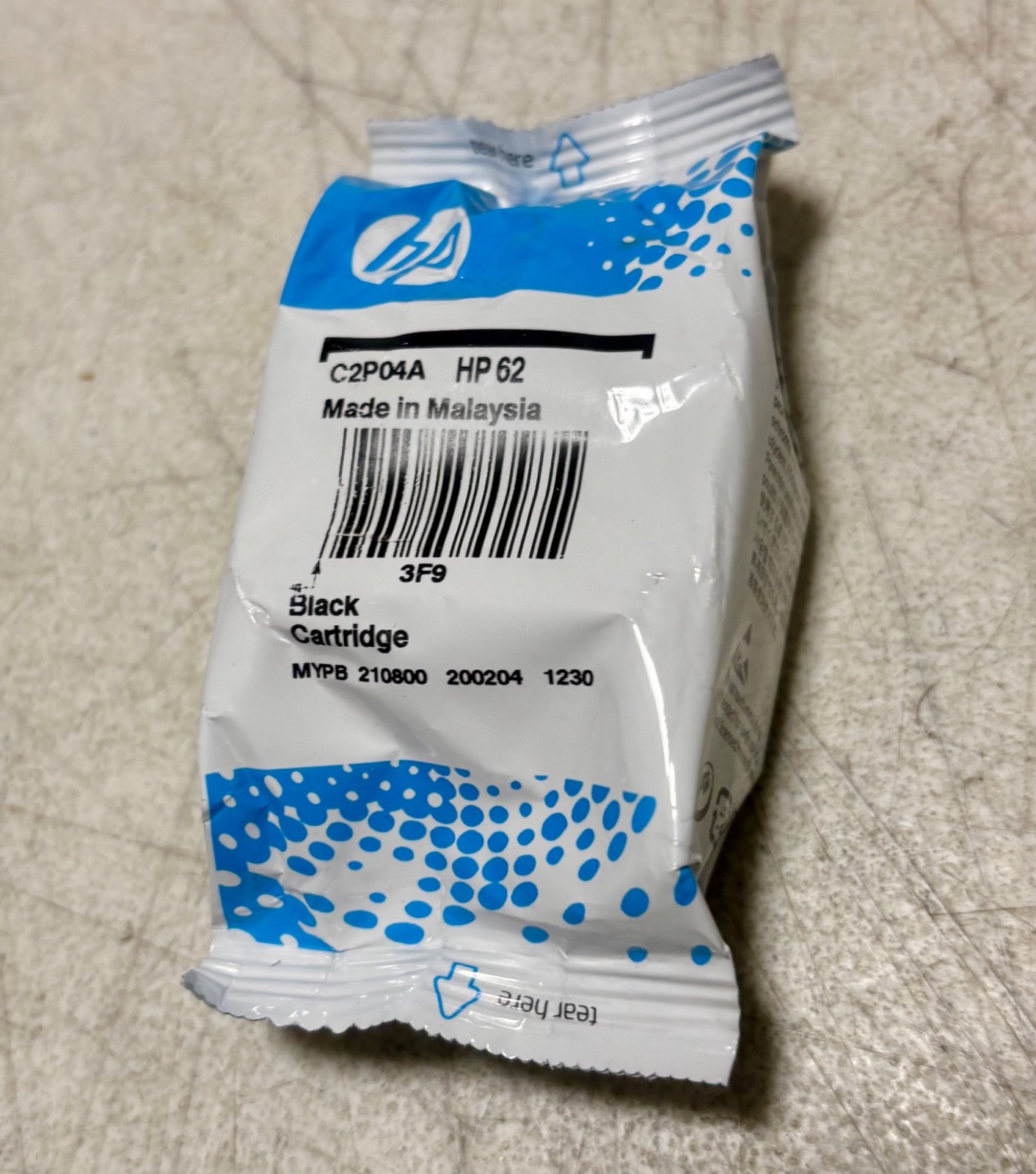 BRAND NEW Genuine OEM Authentic HP 62 BLACK Ink Cartridge SEALED NO EXP. DATE
