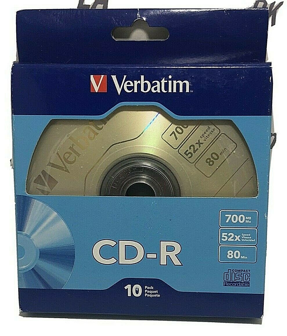 10 Pack Verbatim Recordable Compact Disc (CD-R)  700 MB Mo, 80 min, 52x speed