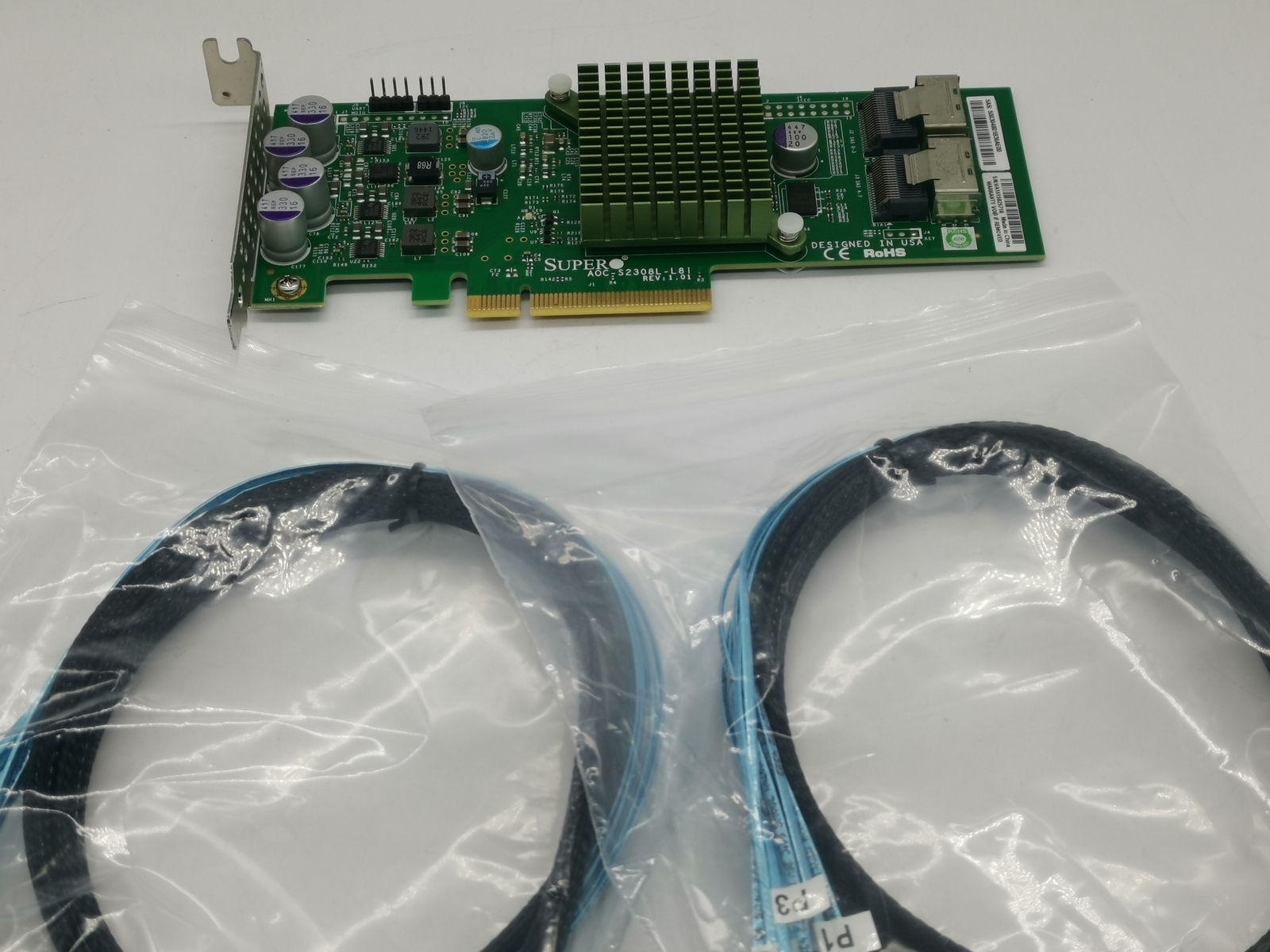 SuperMicro 9207-8I PCI-E 3.0 8-Port IT Mode PCIe 6Gb/s + 2* SFF8087 SATA Cable-