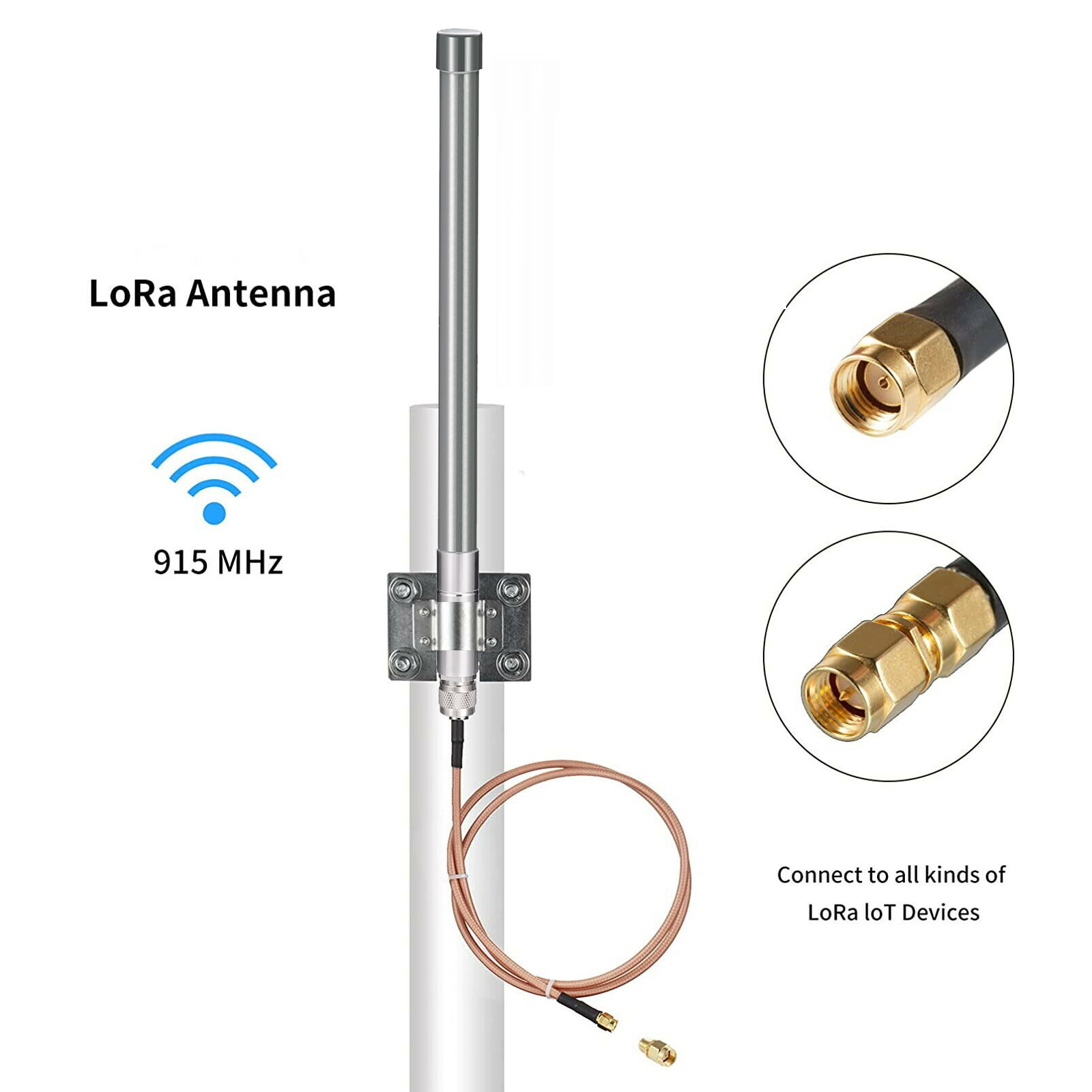 LoRa Gateway Antenna 3dbi Gain Indoor Outdoor Glass Fiber SMA Connector Cable