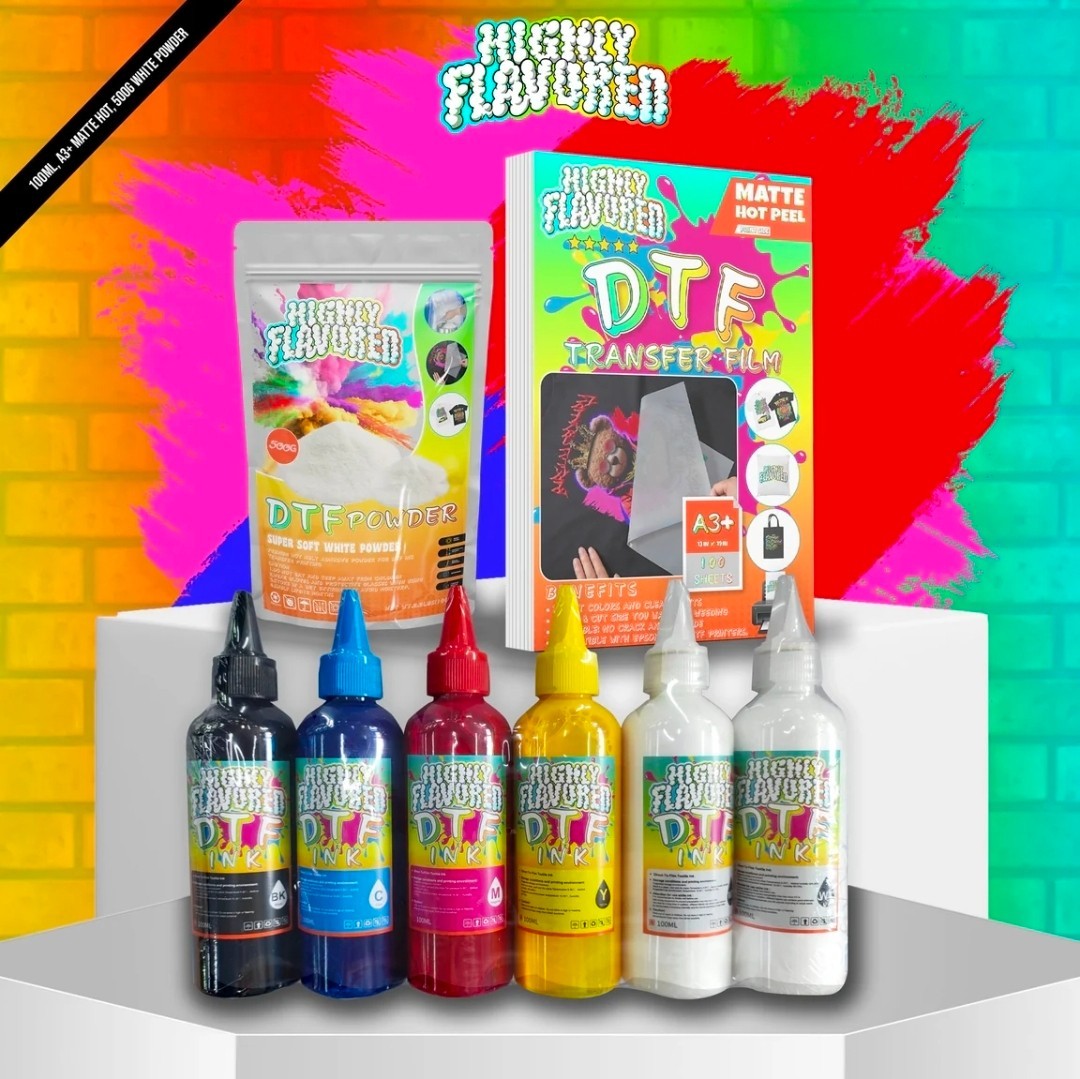 DTF accessories bundle.... powder, ink, and sheets.  NEVER USED