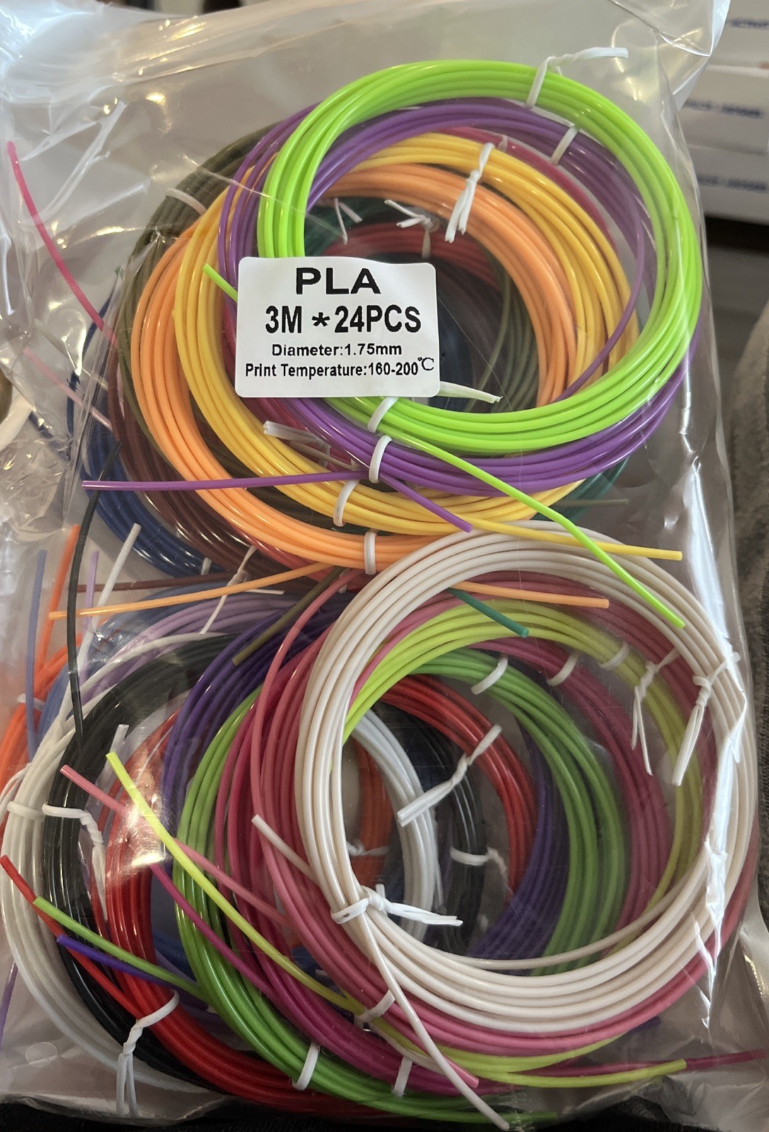 New PLA 3D Printer Filament 5M 1.75mm 24 Colors