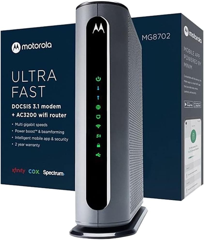 Motorola MG8702 DOCSIS 3.1 Cable Modem + WiFi 5 Router AC3200 for Xfinity Cox