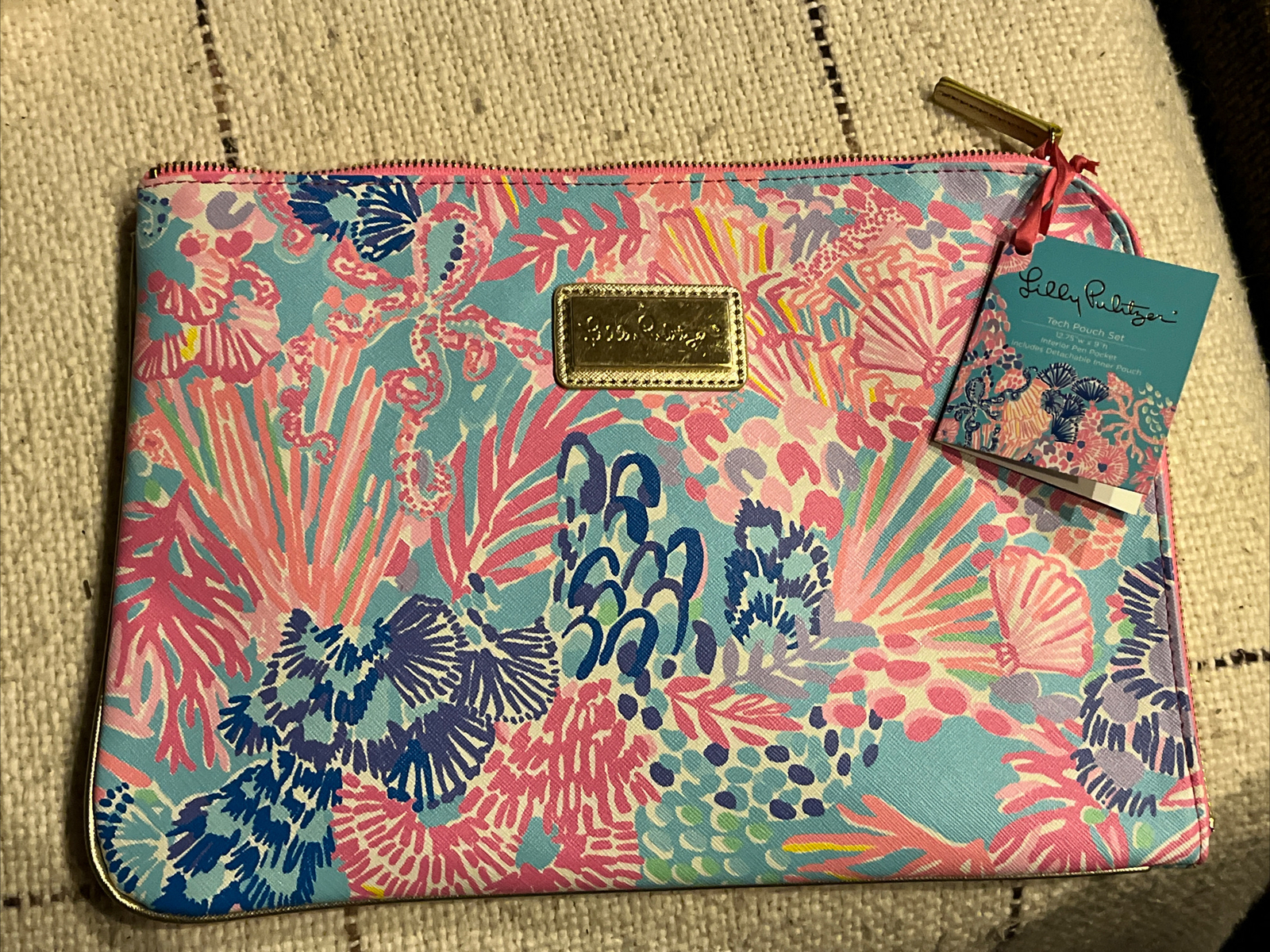 Lilly Pulitzer Splendor In The Sand Tech/Cosmetics Pouch Bag Set NWT