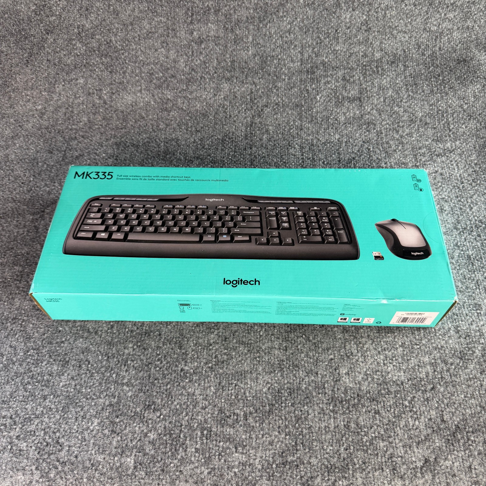 NIB Logitech MK335 Wireless Keyboard Mouse Combo Full Size Black USB NEW SEALED